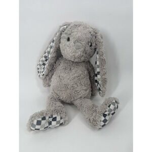 Dan Dee Collectors Choice Grey Plush Bunny Easter 2024 Checkered Ears Stuffed